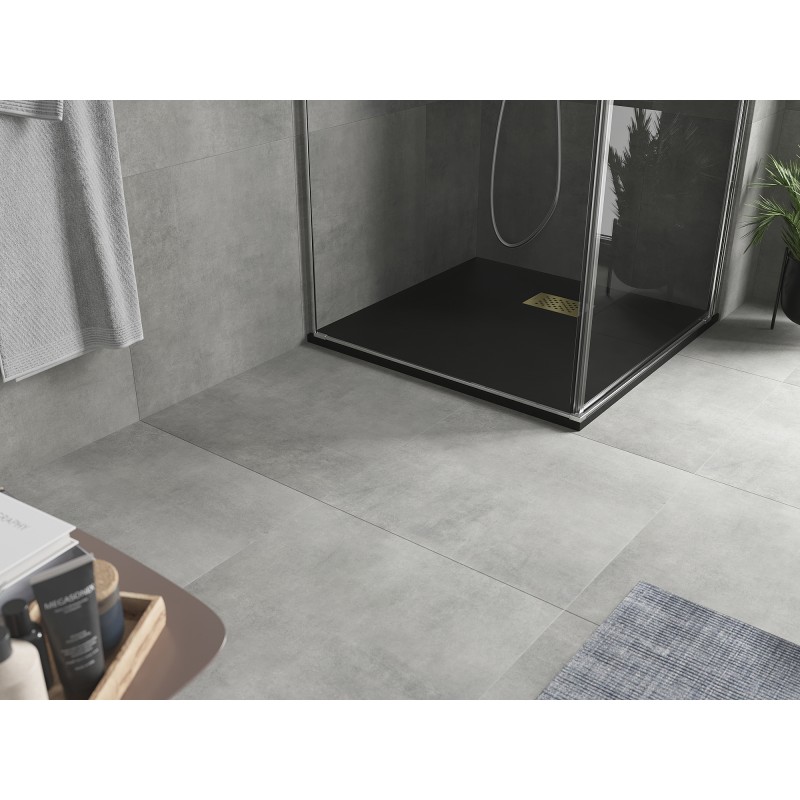 Mexen Hugo quadratische Duschwanne SMC 70 x 70 cm, schwarz, Goldene Abdeckung - 42707070-G