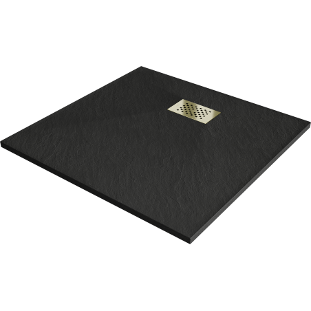 Mexen Hugo quadratische Duschwanne SMC 90 x 90 cm, schwarz, Abdeckung gold - 42709090-G