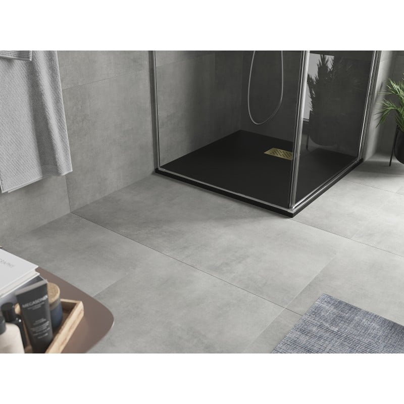 Mexen Hugo quadratische Duschwanne SMC 80 x 80 cm, schwarz, Abdeckung gold - 42708080-G