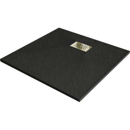 Mexen Hugo quadratische Duschwanne SMC 80 x 80 cm, schwarz, Abdeckung gold - 42708080-G