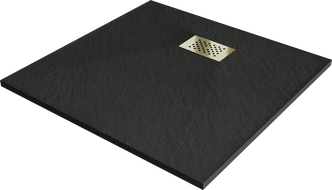 Mexen Hugo quadratische Duschwanne SMC 80 x 80 cm, schwarz, Abdeckung gold - 42708080-G