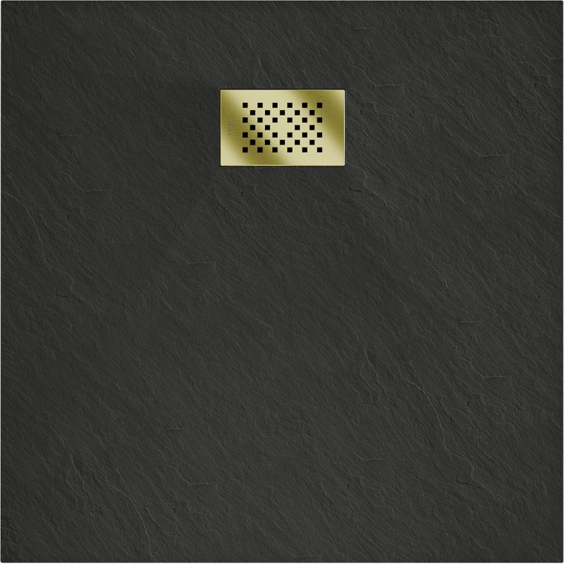 Mexen Hugo quadratische SMC-Duschwanne 70 x 70 cm, schwarz, goldene Abdeckung - 42707070-G
