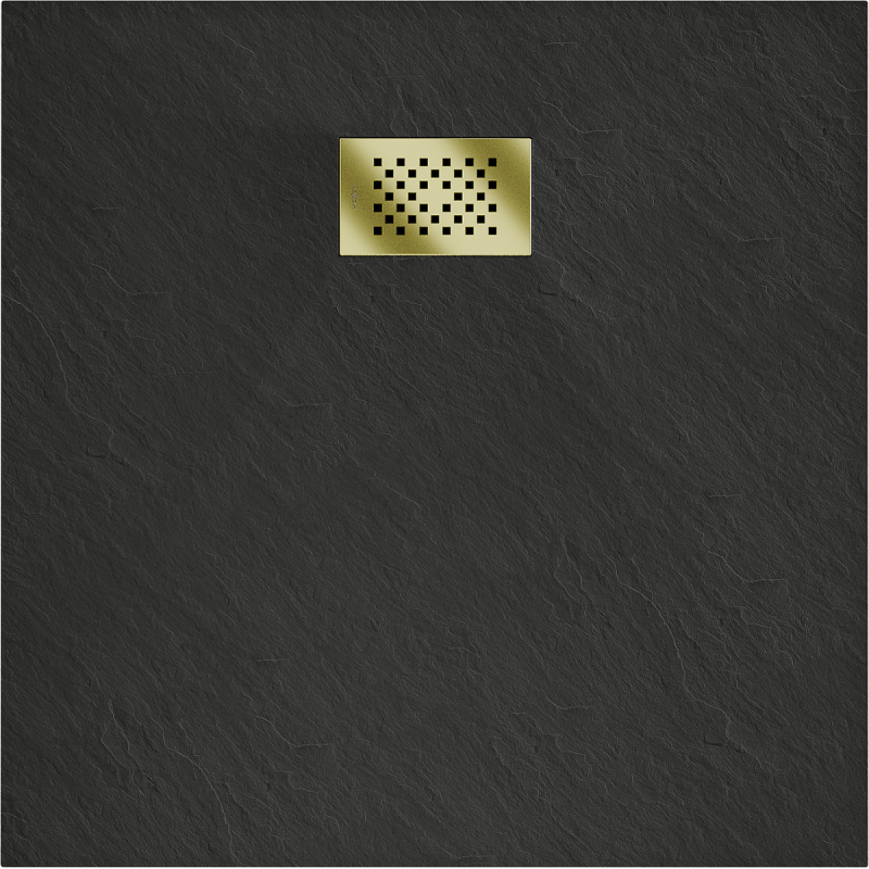 Mexen Hugo quadratische Duschwanne SMC 80 x 80 cm, schwarz, Abdeckung gold - 42708080-G