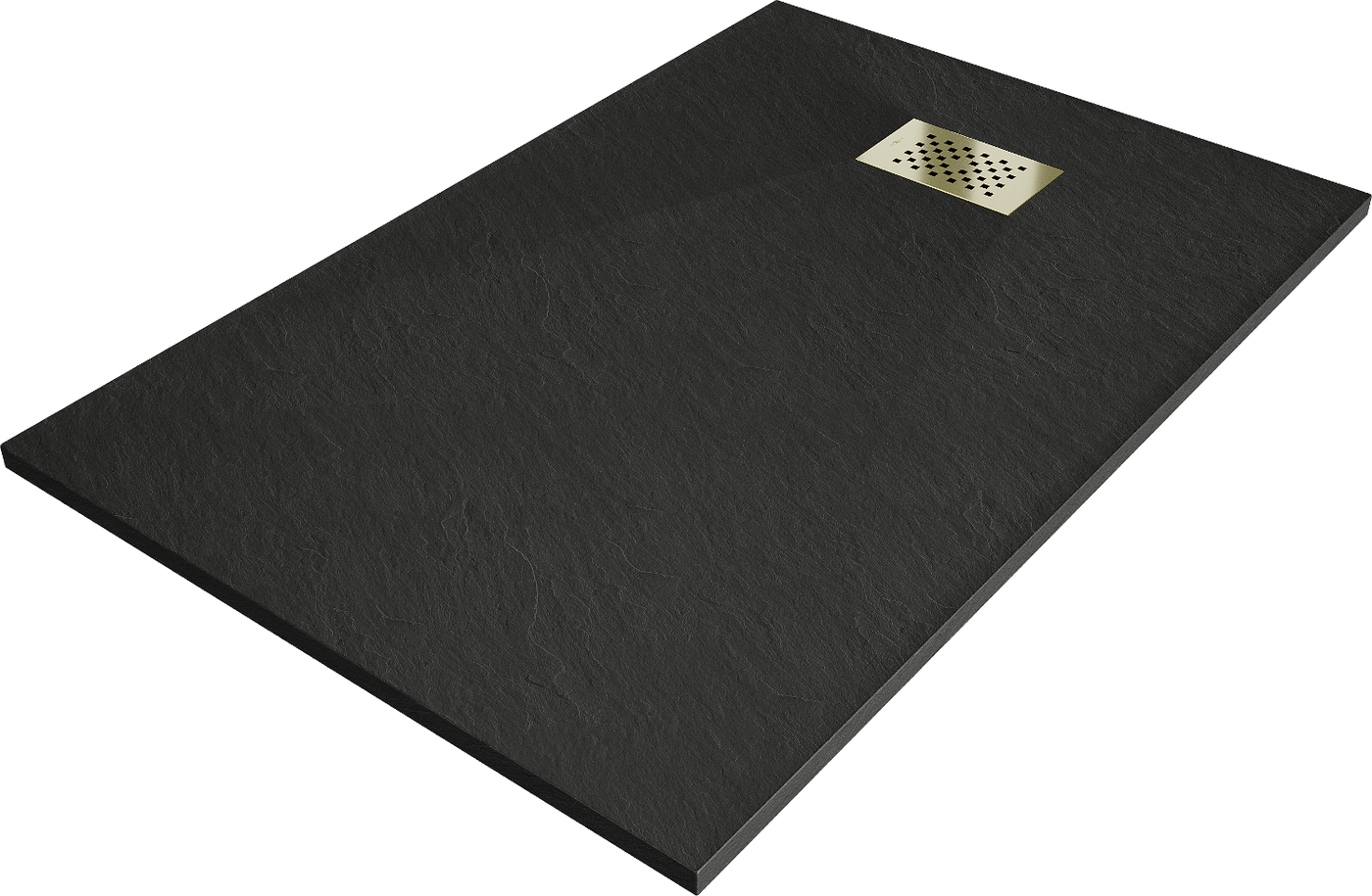 Mexen Hugo Rechteck-Duschwanne SMC 110 x 70 cm, schwarz, Abdeckplatte gold - 42707011-G