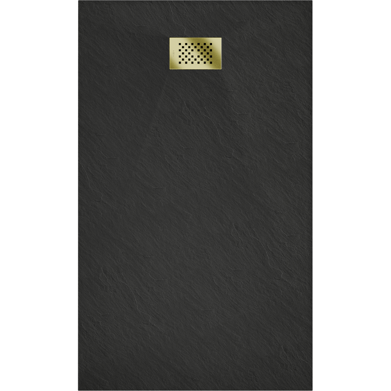 Mexen Hugo rechteckige Duschtasse SMC 140 x 70 cm, schwarz, goldene Abdeckung - 42707014-G