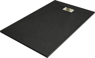 Mexen Hugo rechteckige SMC-Duschwanne 150 x 70 cm, schwarz, goldene Abdeckung - 42707015-G