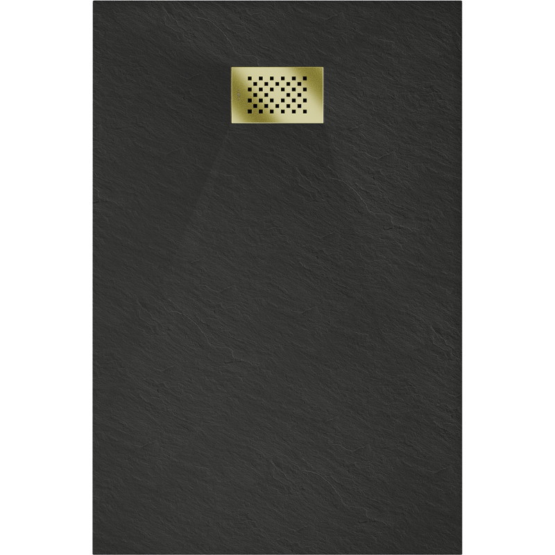 Mexen Hugo Rechteckige Duschwanne SMC 100 x 80 cm, schwarz, goldene Abdeckung - 42708010-G