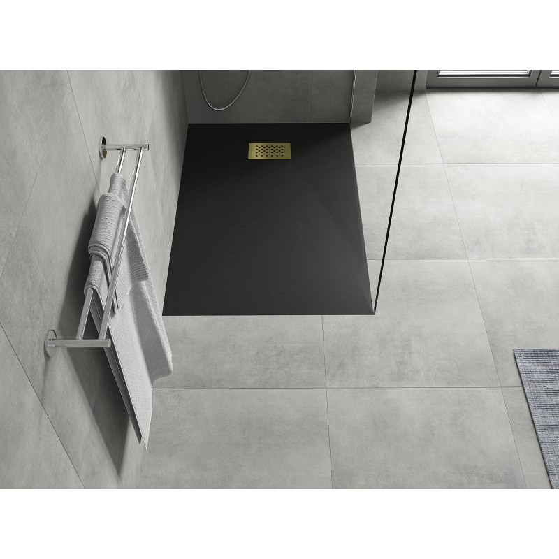 Mexen Hugo rechteckige Duschwanne SMC 120 x 80 cm, schwarz, goldene Abdeckung - 42708012-G