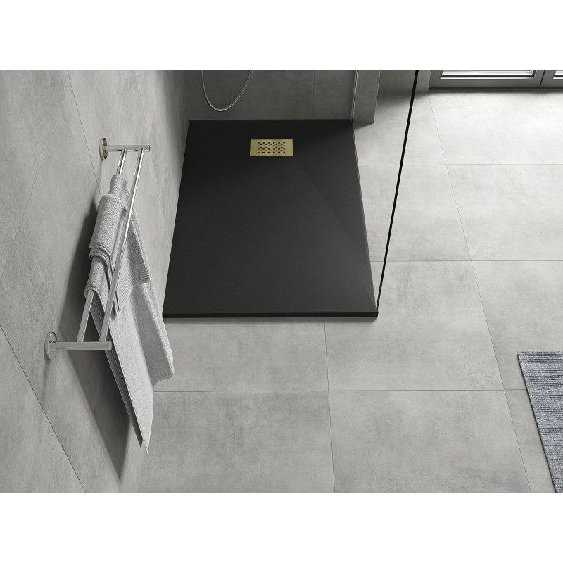 Mexen Hugo rechteckige Duschwanne SMC 120 x 80 cm, schwarz, goldene Abdeckung - 42708012-G