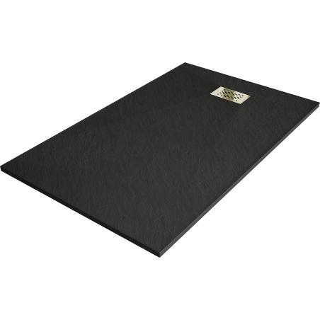 Mexen Hugo rechteckige Duschwanne SMC 140 x 80 cm, schwarz, goldene Abdeckung - 42708014-G