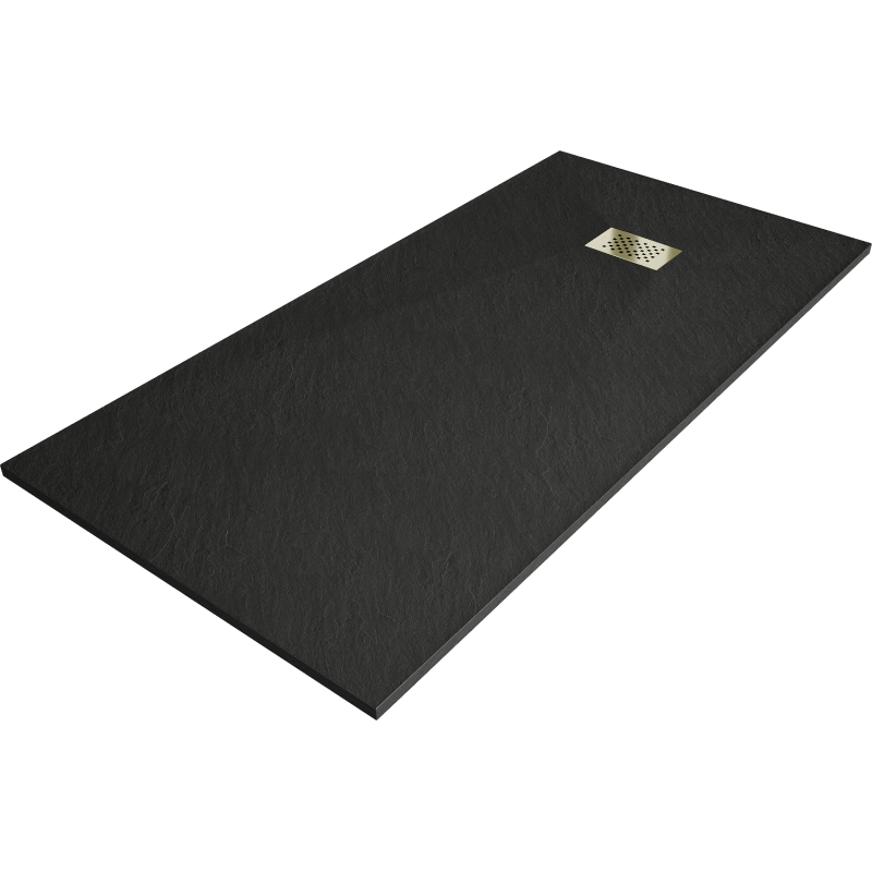 Mexen Hugo rechteckige Duschwanne SMC 180 x 80 cm, schwarz, goldene Abdeckung - 42708018-G