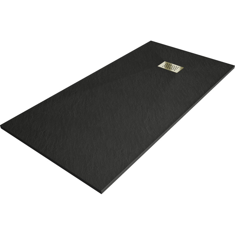 Mexen Hugo Rechteckige SMC-Duschwanne 180 x 80 cm, schwarz, goldene Abdeckung - 42708018-G