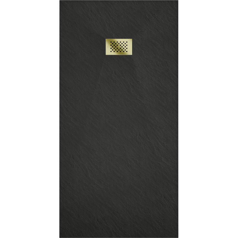Mexen Hugo Rechteckige SMC-Duschwanne 180 x 80 cm, schwarz, goldene Abdeckung - 42708018-G