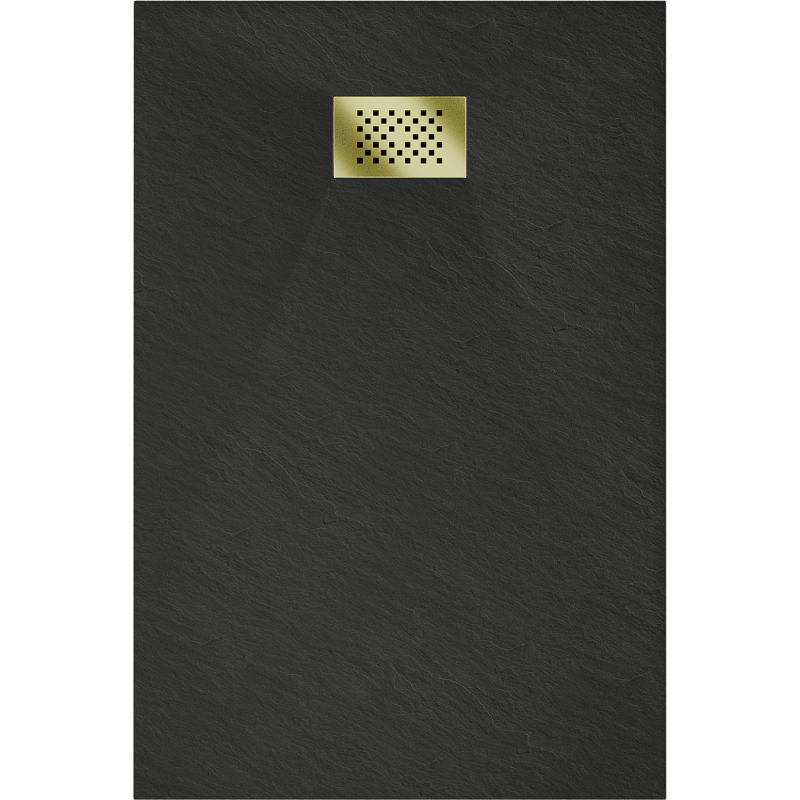 Mexen Hugo rechteckige Duschwanne SMC 100 x 90 cm, schwarz, goldene Abdeckung - 42709010-G