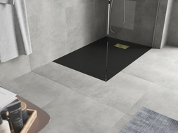 Mexen Hugo rechteckige Duschwanne SMC 110 x 90 cm, schwarz, goldene Abdeckung - 42709011-G