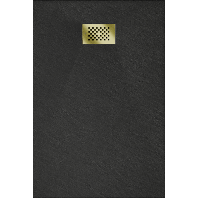 Mexen Hugo rechteckige Duschwanne SMC 130 x 90 cm, schwarz, goldene Abdeckung - 42709013-G