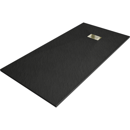 Mexen Hugo rechteckige Duschwanne SMC 170 x 90 cm, schwarz, goldene Abdeckung - 42709017-G