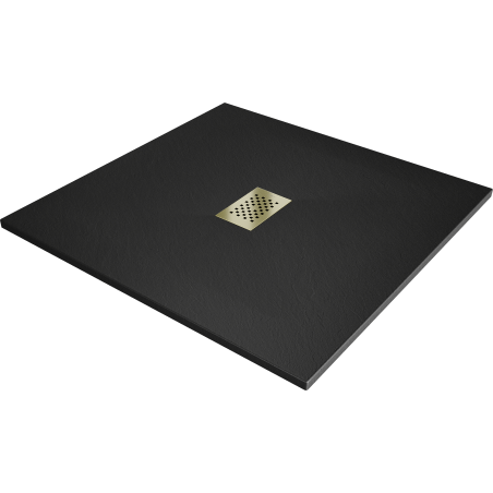 Mexen Hugo quadratische Duschwanne SMC 100 x 100 cm, schwarz, goldene Abdeckung - 42701010-G
