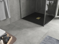 Mexen Hugo quadratische SMC Duschwanne 100 x 100 cm, schwarz, goldene Abdeckung - 42701010-G