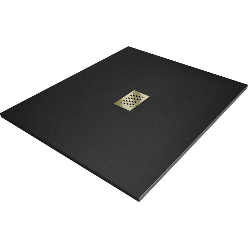 Mexen Hugo rechteckige Duschwanne SMC 110 x 100 cm, schwarz, Abdeckung in Gold - 42701011-G