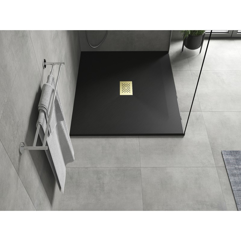Mexen Hugo rechteckige SMC-Duschwanne 120 x 100 cm, schwarz, goldene Abdeckung - 42701012-G