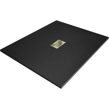 Mexen Hugo rechteckige SMC-Duschwanne 120 x 100 cm, schwarz, goldene Abdeckung - 42701012-G