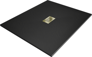 Mexen Hugo rechteckige SMC-Duschwanne 120 x 100 cm, schwarz, goldene Abdeckung - 42701012-G