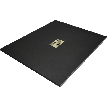 Mexen Hugo rechteckige Duschwanne SMC 140 x 100 cm, schwarz, Abdeckung gold - 42701014-G