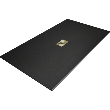 Mexen Hugo rechteckige Duschwanne SMC 150 x 100 cm, schwarz, Abdeckung gold - 42701015-G
