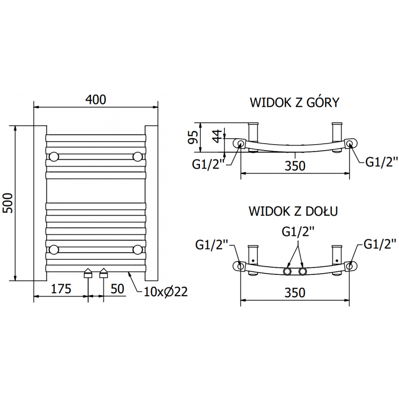 Mexen Ares Elektrischer Heizkörper 500 x 400 mm, 300 W, Anthrazit - W102-0500-400-2300-66