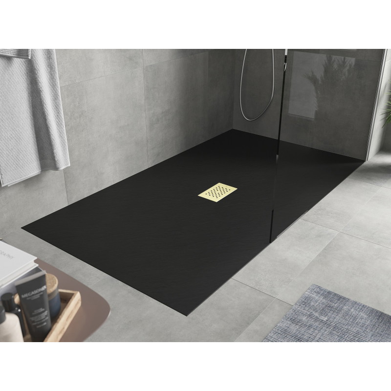 Mexen Hugo Rechteckige Duschwanne SMC 180 x 100 cm, schwarz, goldene Abdeckung - 42701018-G