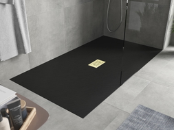 Mexen Hugo rechteckige Duschwanne SMC 200 x 100 cm, schwarz, goldene Abdeckung - 42701020-G