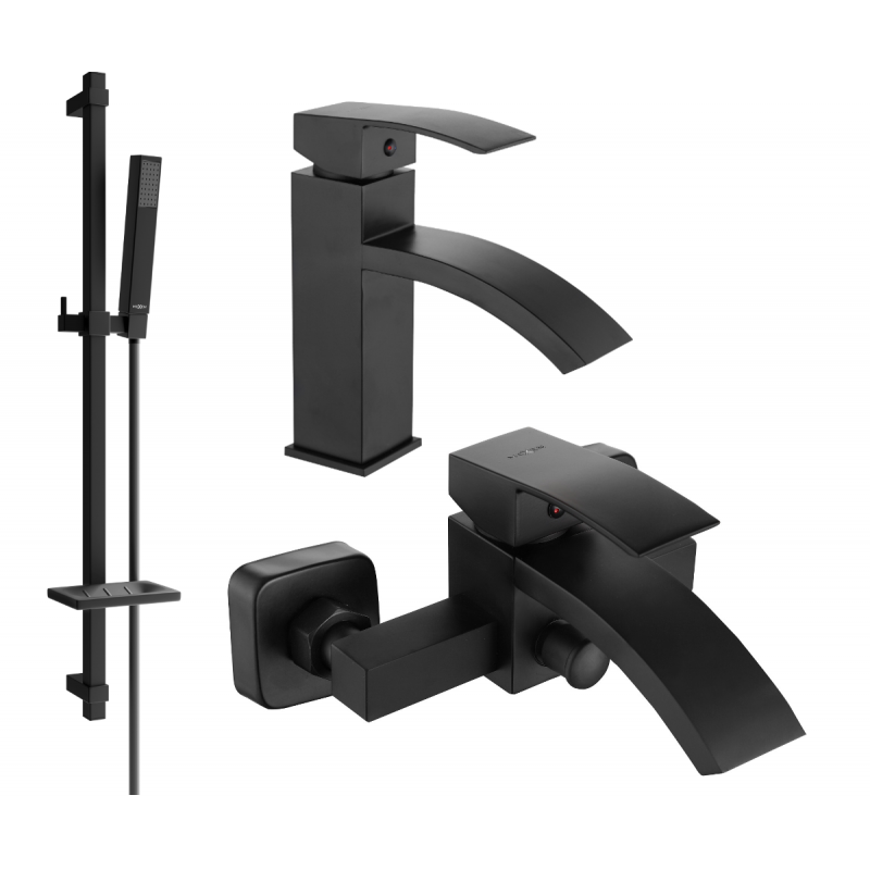 Mexen Libra DQ77 Badewannen-Set, schwarz - 745103DQ77-70