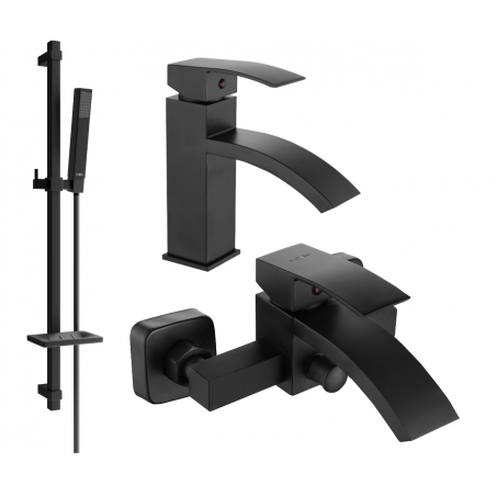 Mexen Libra DQ77 Badewannen-Set, schwarz - 745103DQ77-70