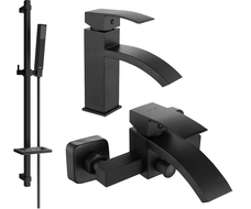 Mexen Libra DQ77 Badewannen-Set, schwarz - 745103DQ77-70