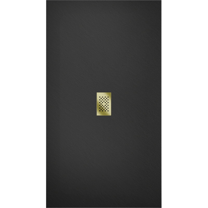 Mexen Hugo Rechteckige SMC-Duschwanne 160 x 100 cm, schwarz, goldene Abdeckung - 42701016-G