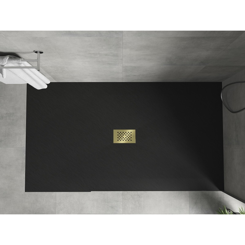 Mexen Hugo Rechteckige Duschwanne SMC 180 x 100 cm, schwarz, goldene Abdeckung - 42701018-G