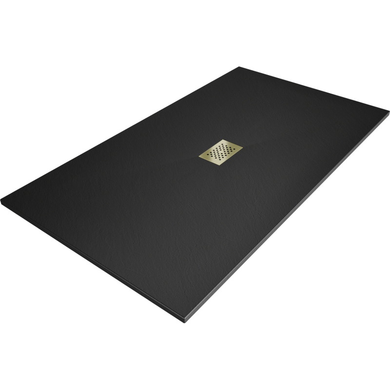 Mexen Hugo Rechteckige Duschwanne SMC 180 x 100 cm, schwarz, goldene Abdeckung - 42701018-G