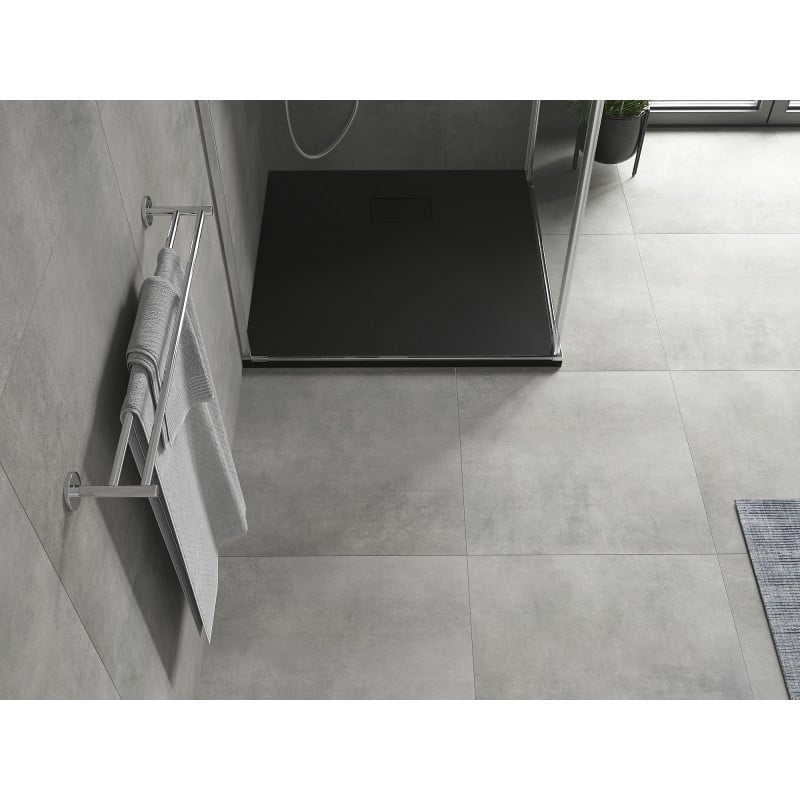 Mexen Hugo quadratische Duschwanne SMC 70 x 70 cm, schwarz, schwarze Abdeckung - 42707070-B