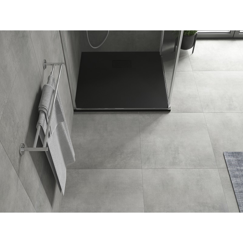 Mexen Hugo quadratische Duschwanne SMC 90 x 90 cm, schwarz, schwarze Abdeckung - 42709090-B