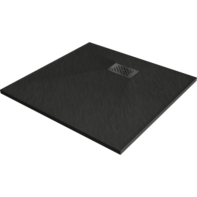 Mexen Hugo quadratische Duschwanne SMC 80 x 80 cm, schwarz, schwarze Abdeckung - 42708080-B