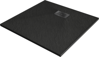 Mexen Hugo quadratische Duschwanne SMC 80 x 80 cm, schwarz, schwarze Abdeckung - 42708080-B