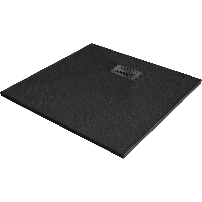 Mexen Hugo quadratische Duschwanne SMC 90 x 90 cm, schwarz, schwarze Abdeckung - 42709090-B