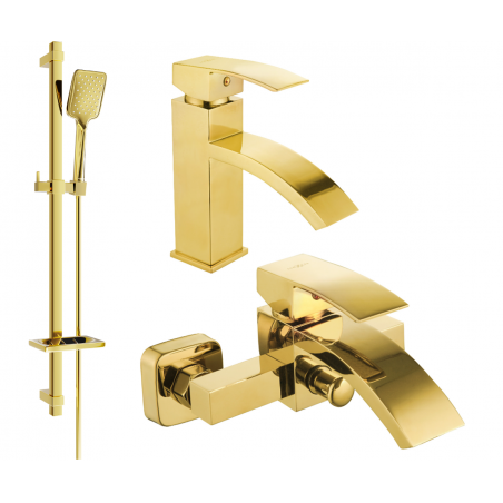 Mexen Libra DQ62 Badezimmerset, Gold - 745103DQ62-50