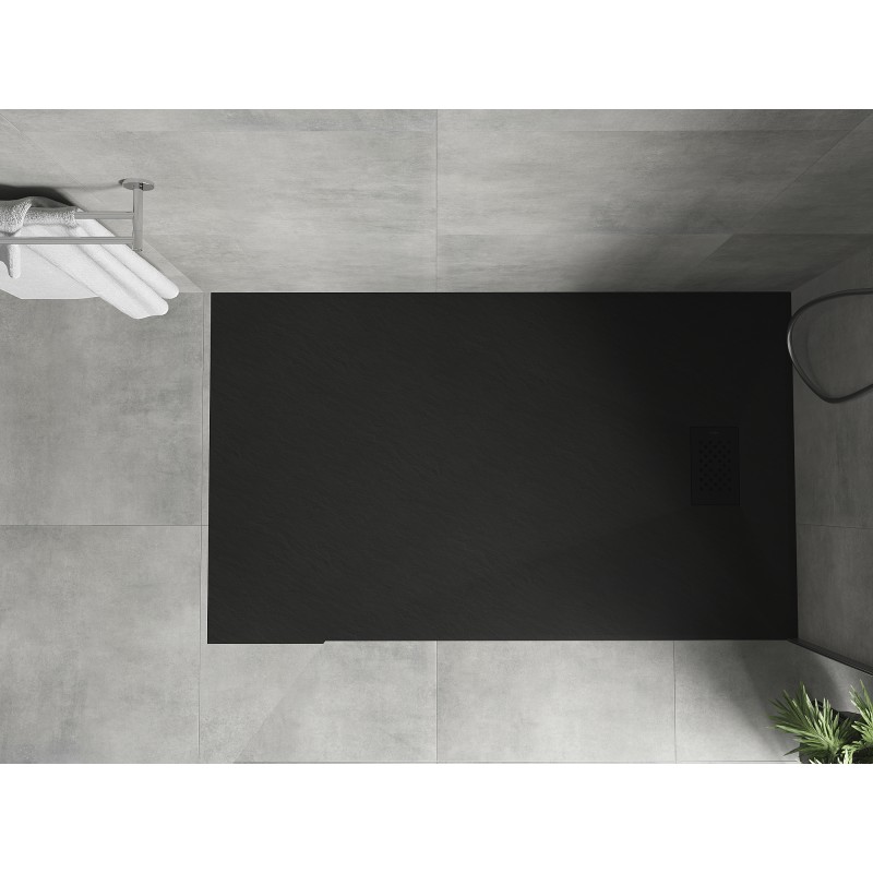 Mexen Hugo rechteckige Duschwanne SMC 160 x 70 cm, schwarz, schwarze Abdeckung - 42707016-B