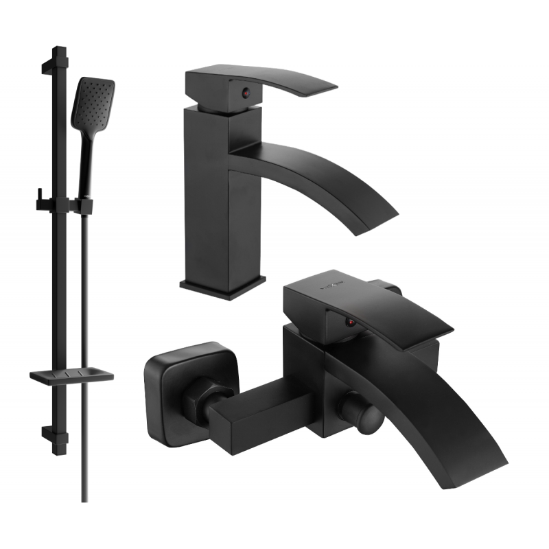 Mexen Libra DQ62 Badewannen-Set, schwarz - 745103DQ62-70