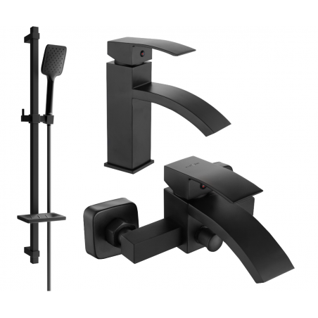 Mexen Libra DQ62 Badewannen-Set, schwarz - 745103DQ62-70