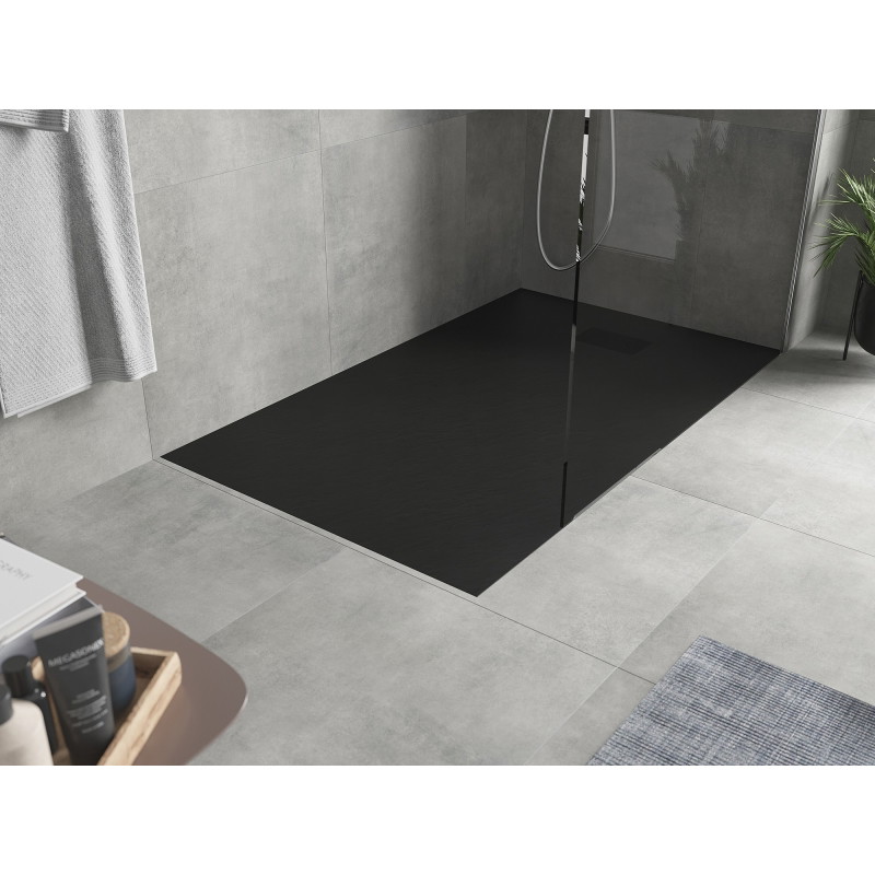 Mexen Hugo Rechteckige Duschwanne SMC 140 x 80 cm, schwarz, Abdeckung schwarz - 42708014-B