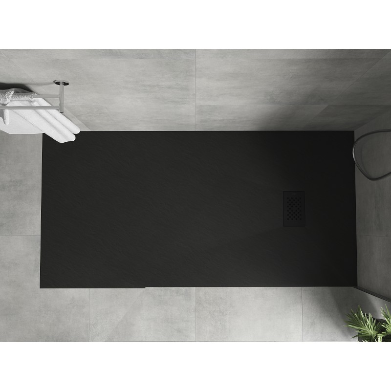 Mexen Hugo rechteckige Duschwanne SMC 180 x 80 cm, schwarz, schwarze Abdeckung - 42708018-B