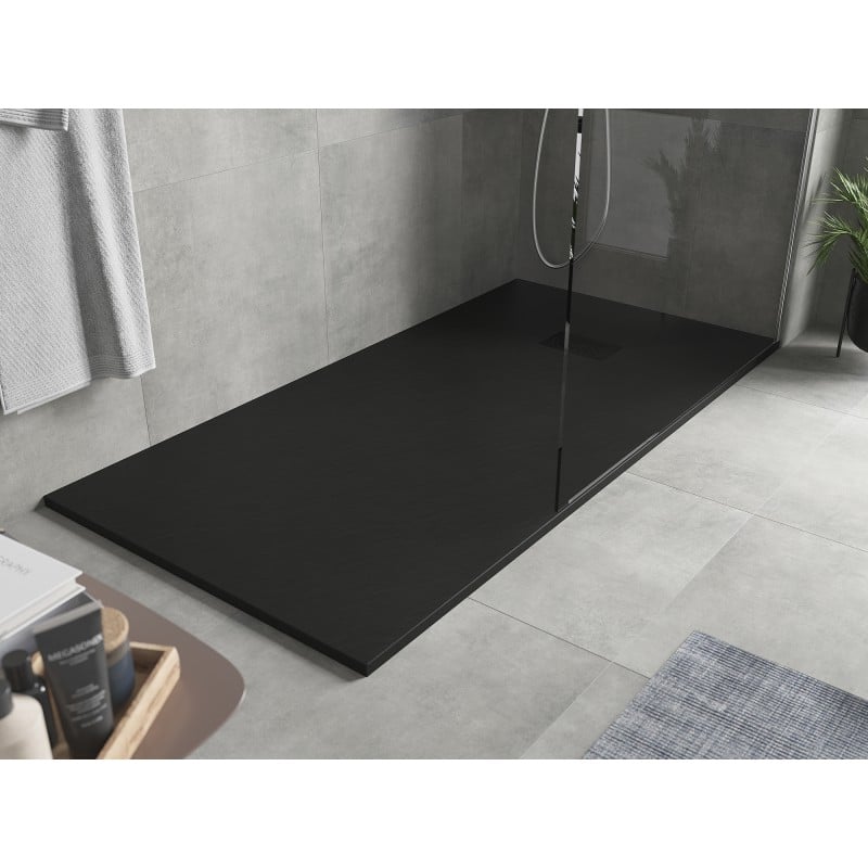 Mexen Hugo rechteckige Duschwanne SMC 170 x 80 cm, schwarz, schwarze Abdeckung - 42708017-B